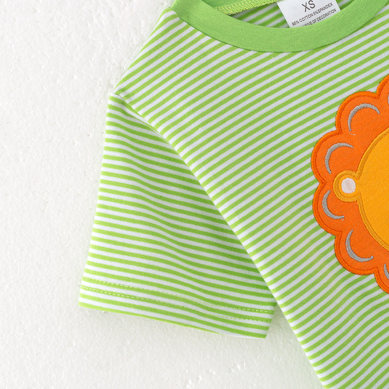(In Stock)Boys Spring and Summer Lion Applique Cotton Top