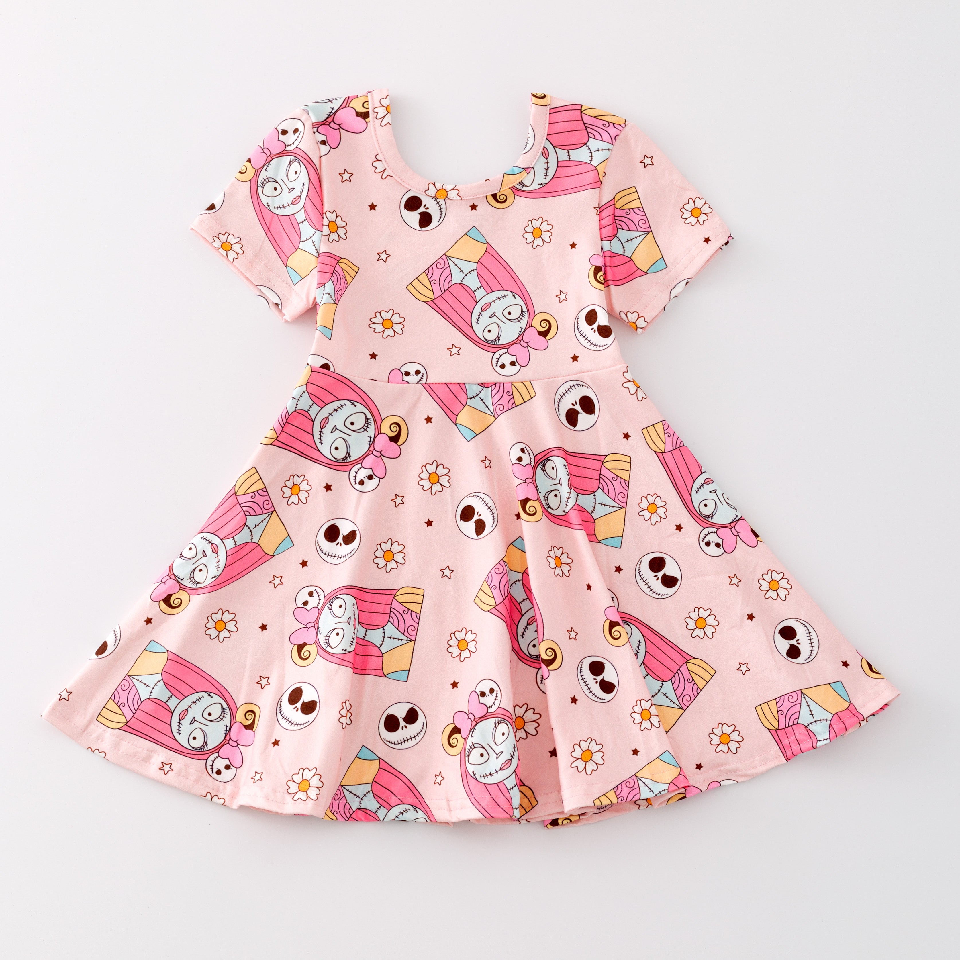 (Pre Order)Girls Halloween Cartoon Print Twirl Dress