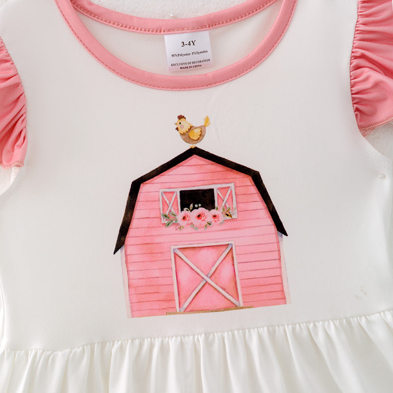(In Stock)One Pack(9 Pieces total) Sale Girls Spring and Summer Farm Print Dress