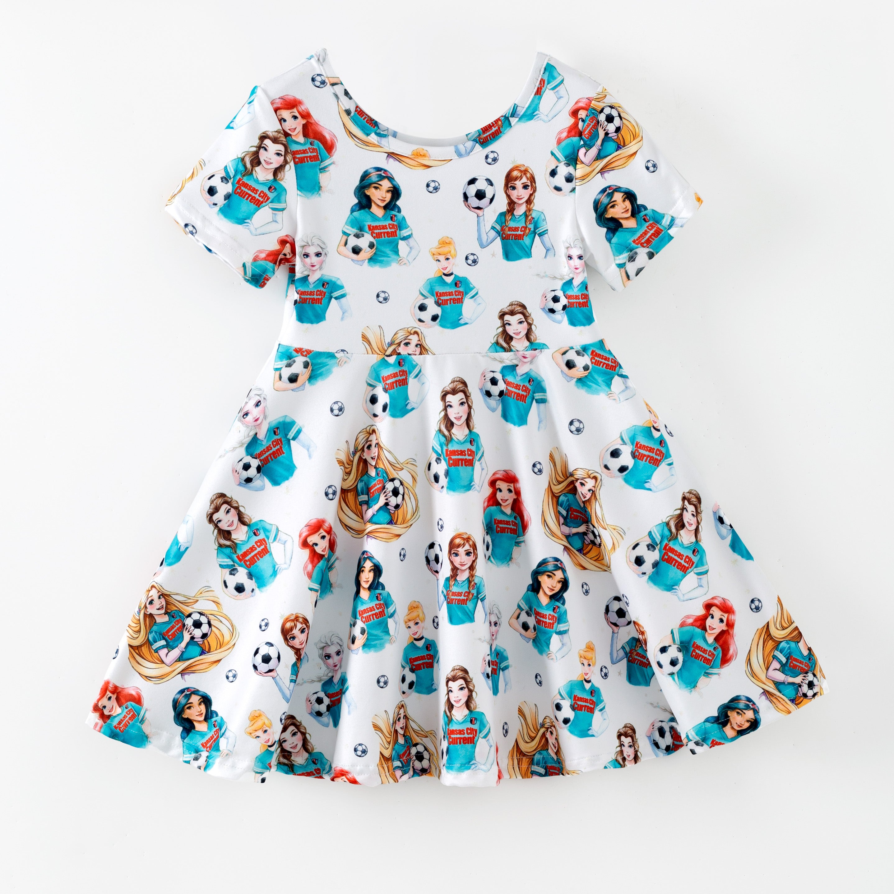 (Pre Order,Prepack Zone)Girls Football Princess Print Dress(Mix Size)