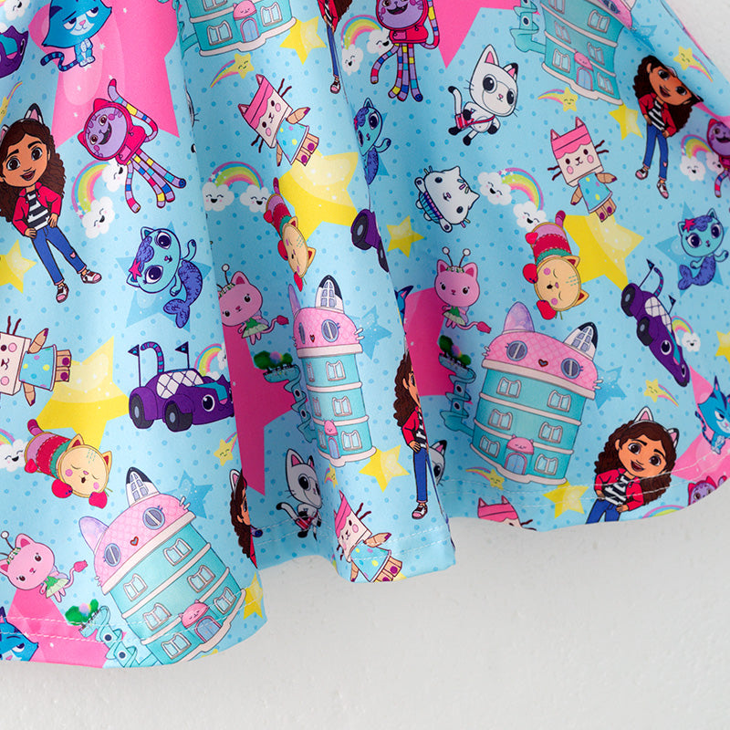 (In Stock)Girls Spring and Summer Cartoon Character Print Dress