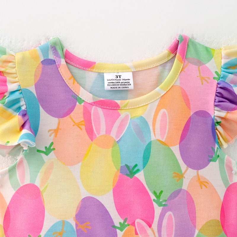(In Stock)Girls Easter Bunny Print Tulle Dress