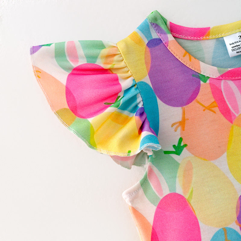 (In Stock)Girls Easter Bunny Print Tulle Dress