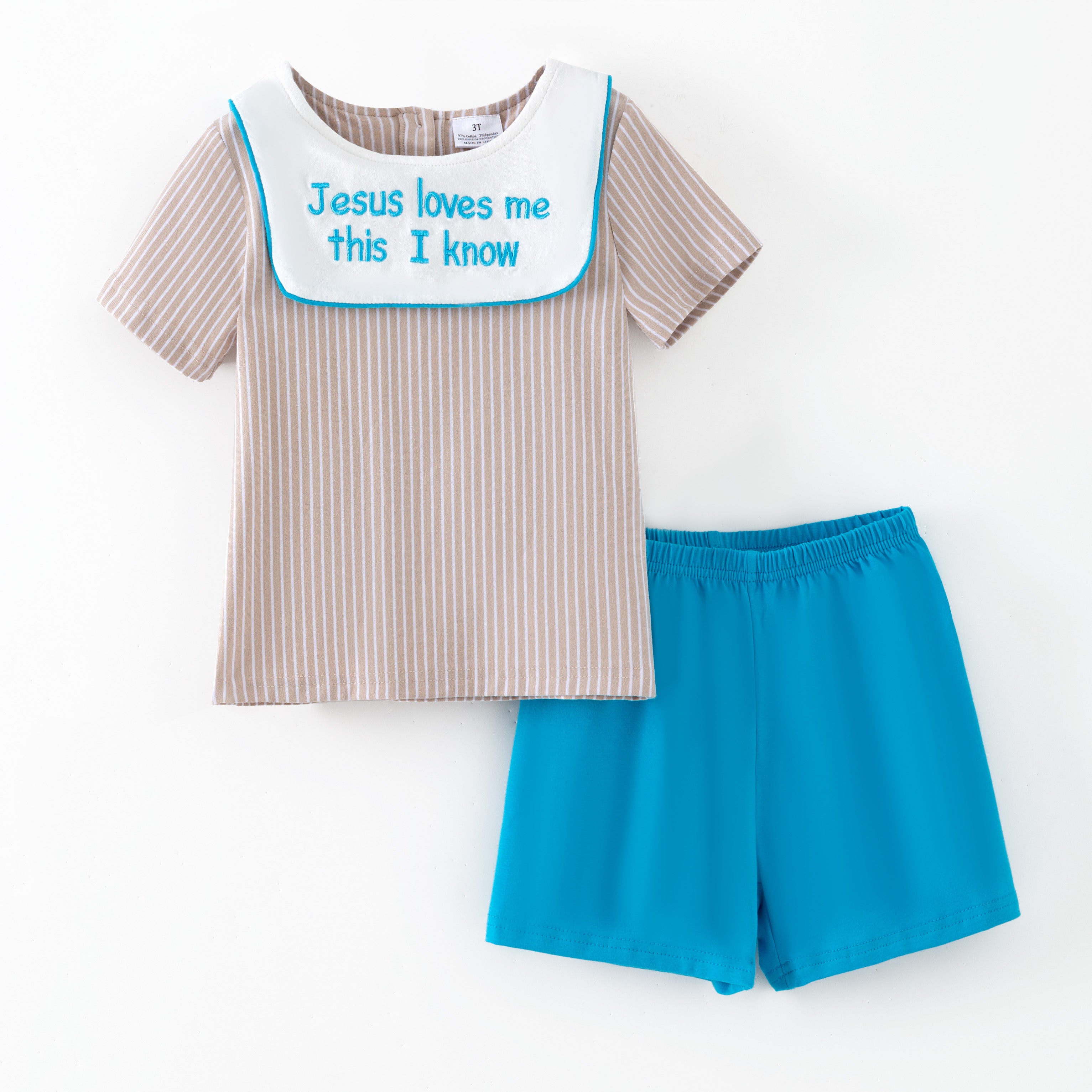 (In Stock)Siblings Easter Embroidery Cotton Shorts Set&Romper