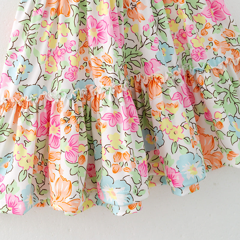 (Pre Order,Prepack Zone)Girls Spring and Summer Floral Print Dress(Mix Size)