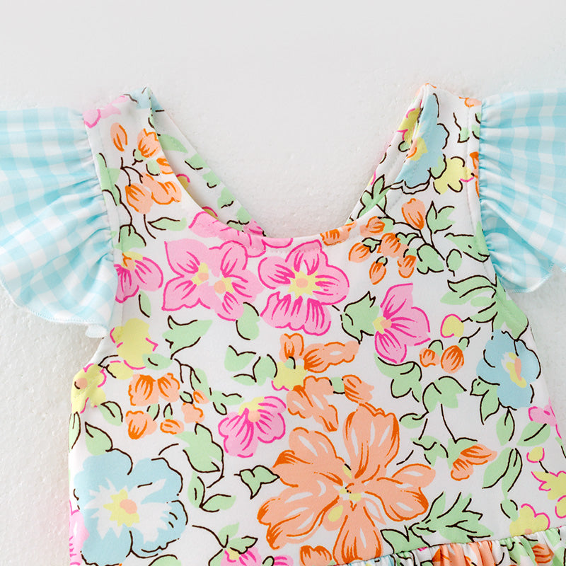 (In Stock)Girls Spring and Summer Floral Print Dress
