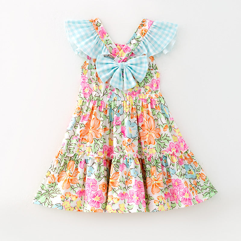 (In Stock)Girls Spring and Summer Floral Print Dress