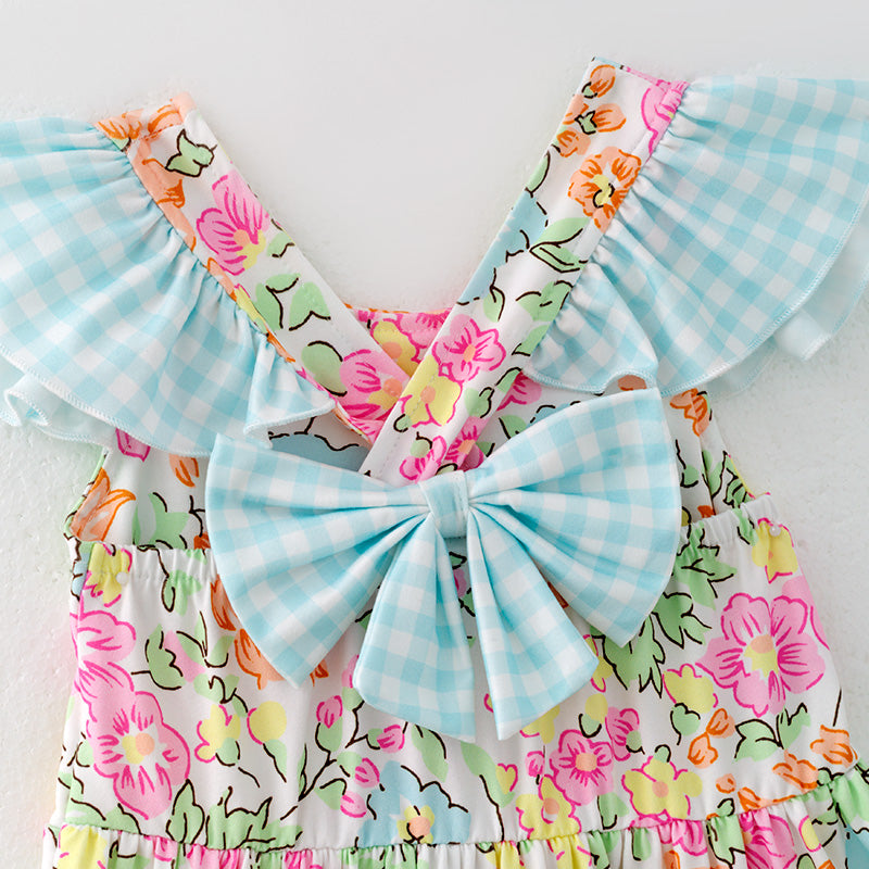 (In Stock)Girls Spring and Summer Floral Print Dress