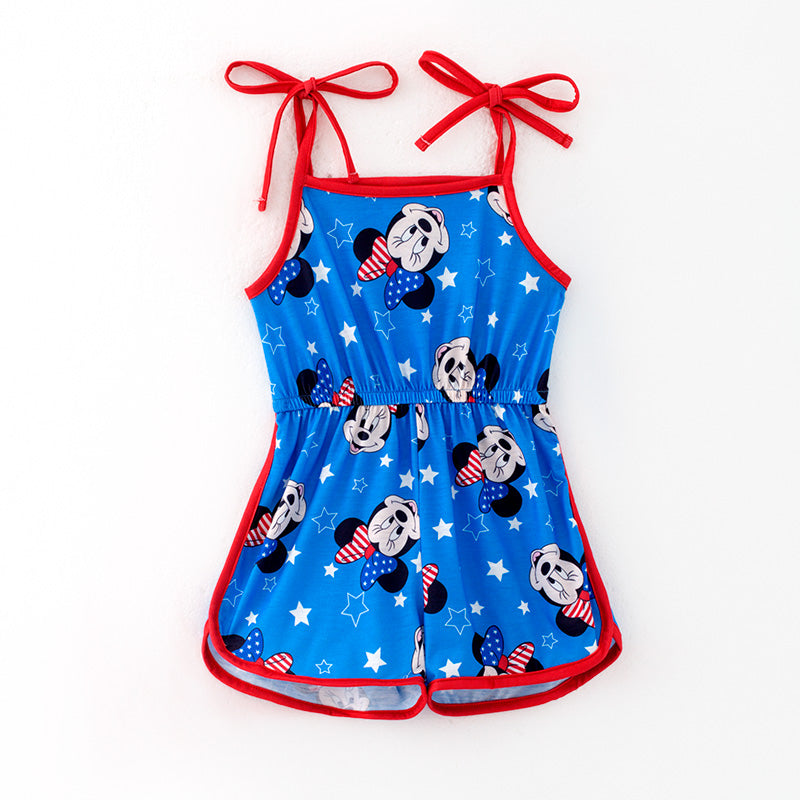 (In Stock)Girls Spring and Summer Cartoon Print Jumpsuit
