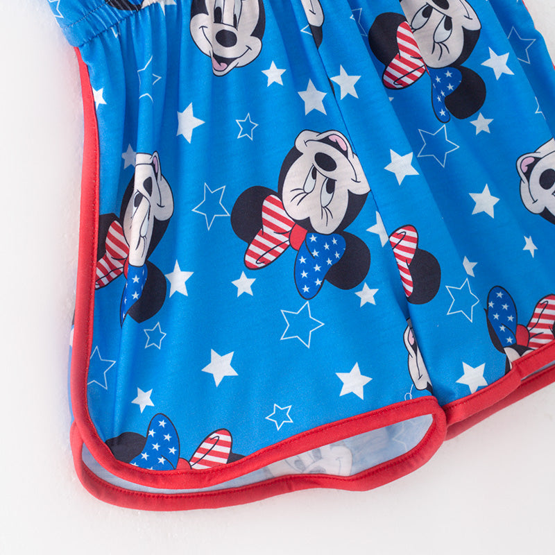 (In Stock)Girls Spring and Summer Cartoon Print Jumpsuit