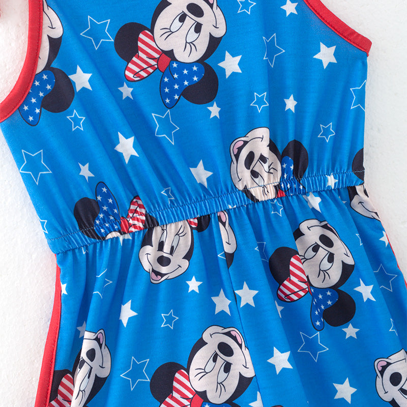 (In Stock)Girls Spring and Summer Cartoon Print Jumpsuit