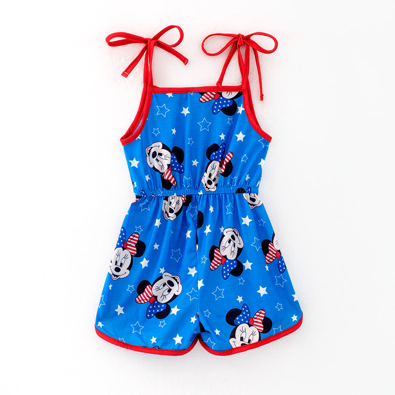(In Stock)Girls Spring and Summer Cartoon Print Jumpsuit