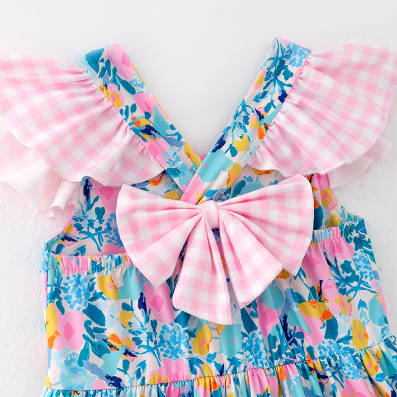 (In Stock)Girls Spring and Summer Floral Print Dress