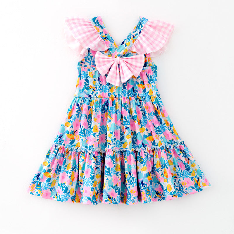 (Pre Order,Prepack Zone)Girls Spring and Summer Floral Print Dress(Mix Size)