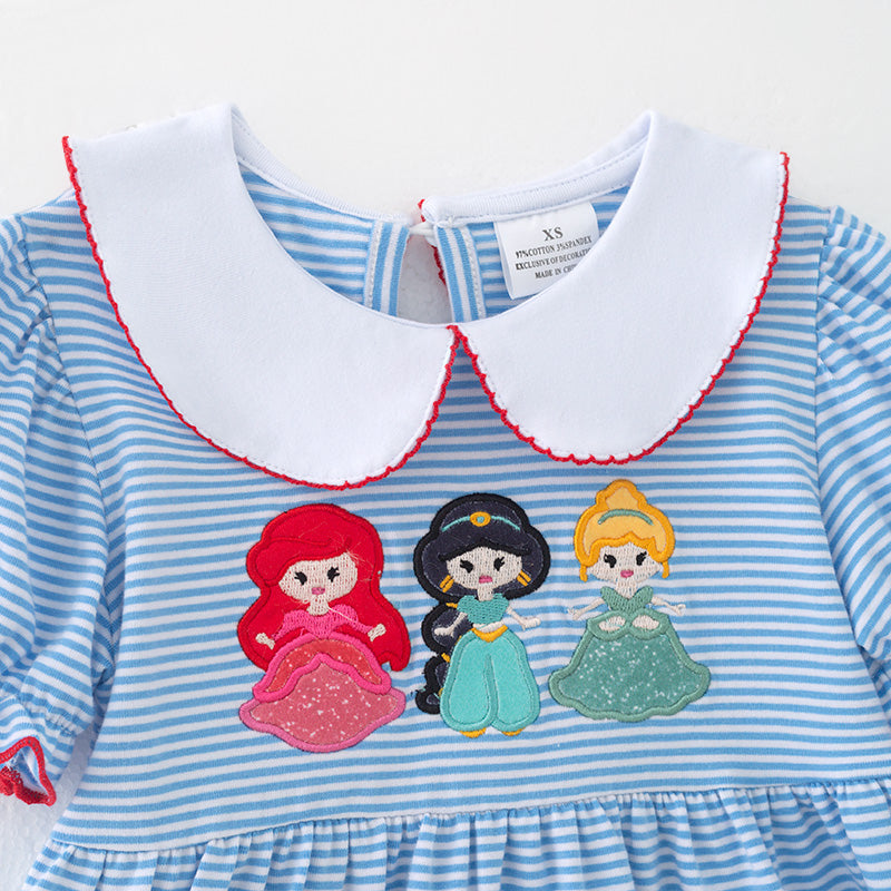 (In Stock)Girls Spring and Summer Princess Applique Cotton Dress