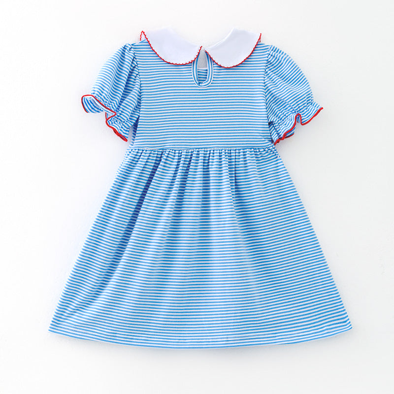 (In Stock)Girls Spring and Summer Princess Applique Cotton Dress