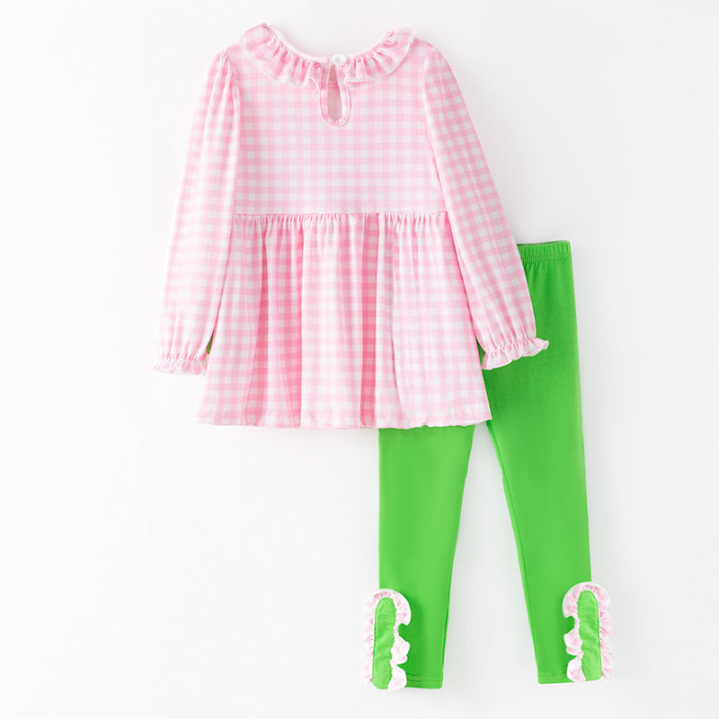 (In Stock)Girls Christmas Cartoon Embroidery Smocked Outfit Set