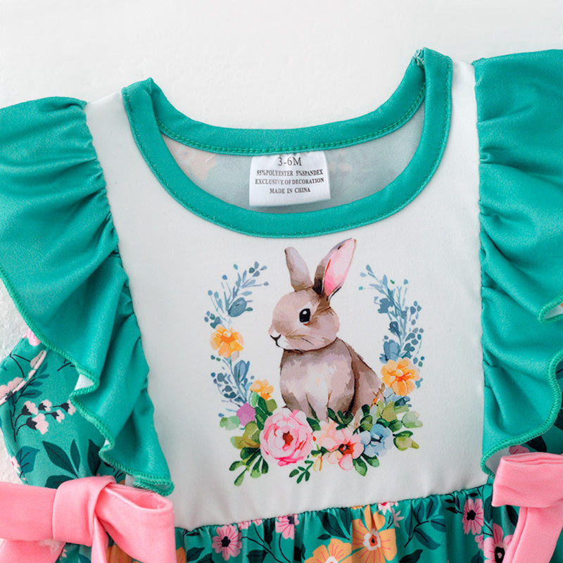 (In Stock)Toddler Girls Easter Bunny Print Romper