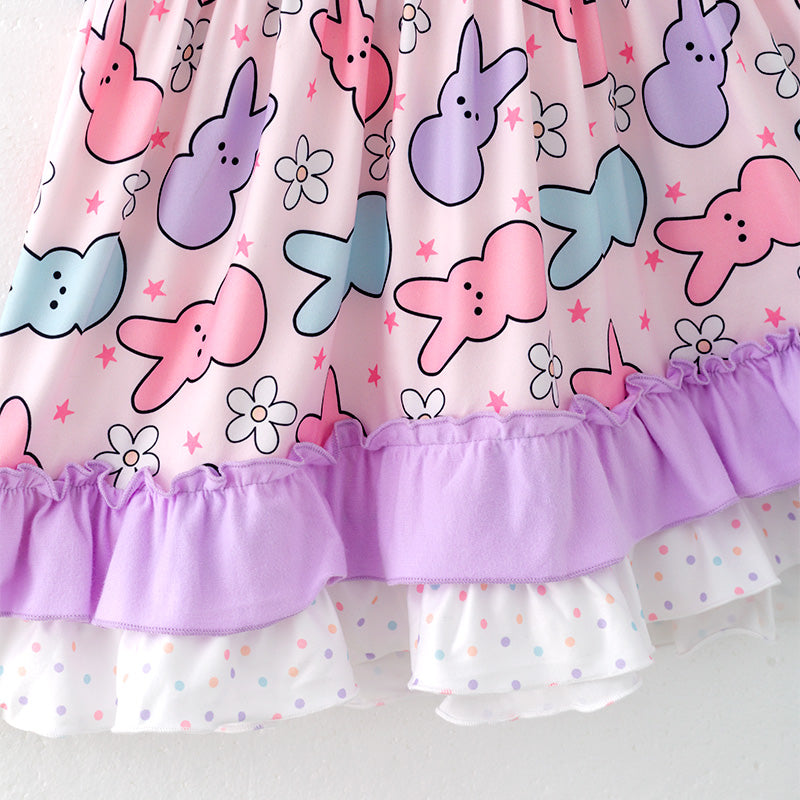 (In Stock)Girls Easter Bunny Print Dress