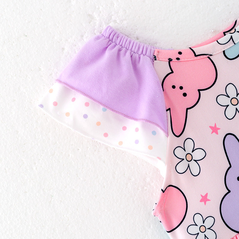 (In Stock)Girls Easter Bunny Print Dress