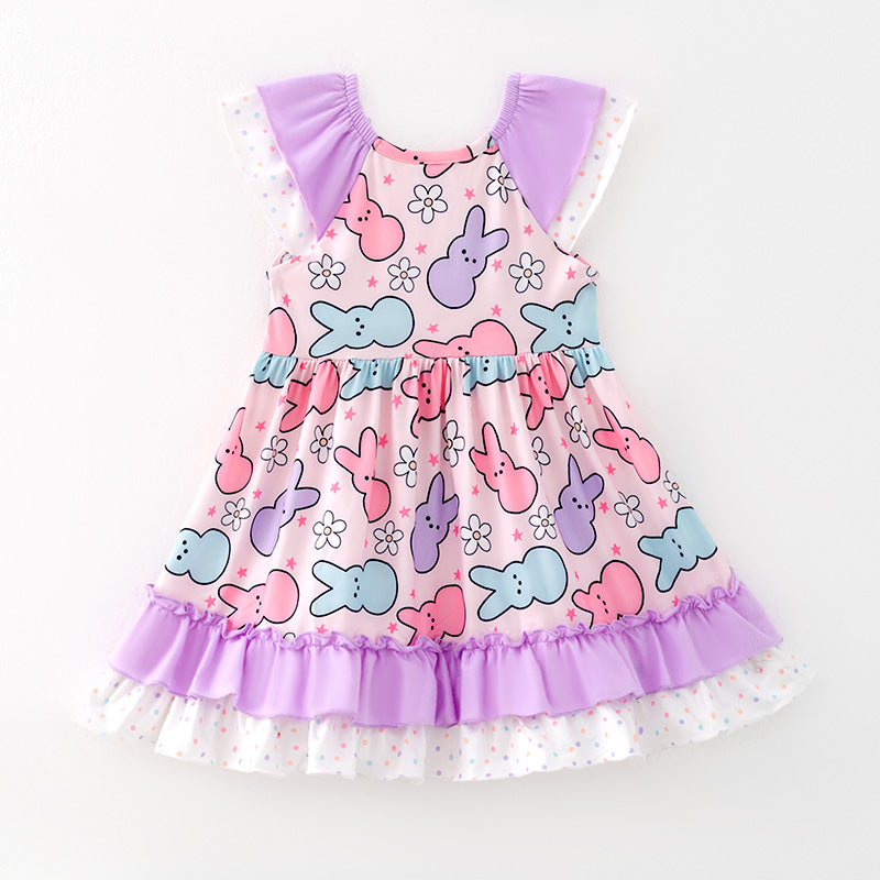 (In Stock)Girls Easter Bunny Print Dress
