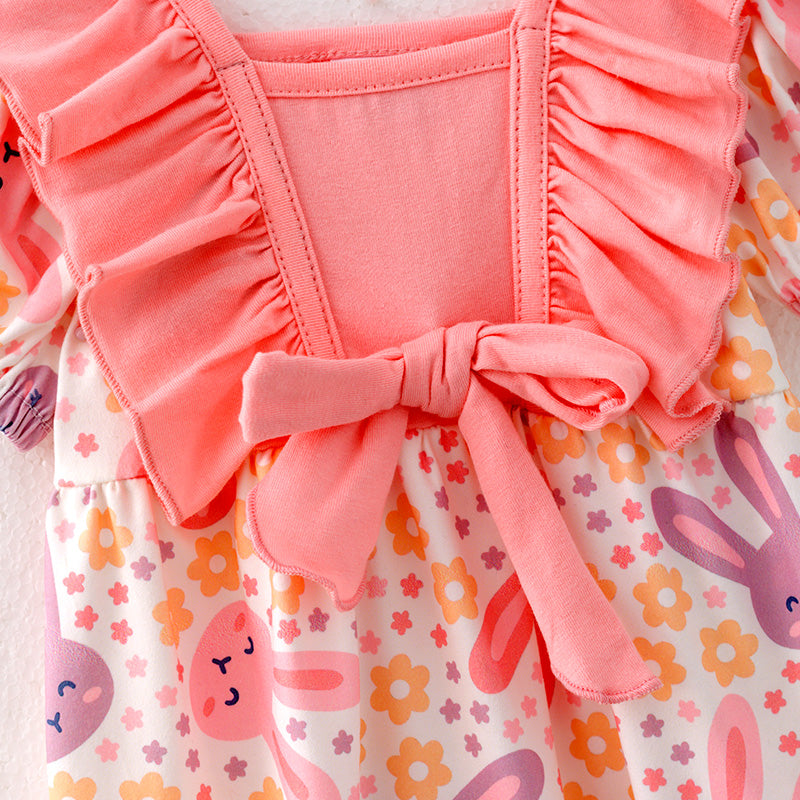(In Stock)Toddler Girls Easter Bunny Print Romper