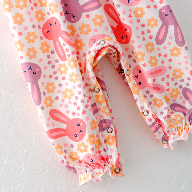 (In Stock)Toddler Girls Easter Bunny Print Romper