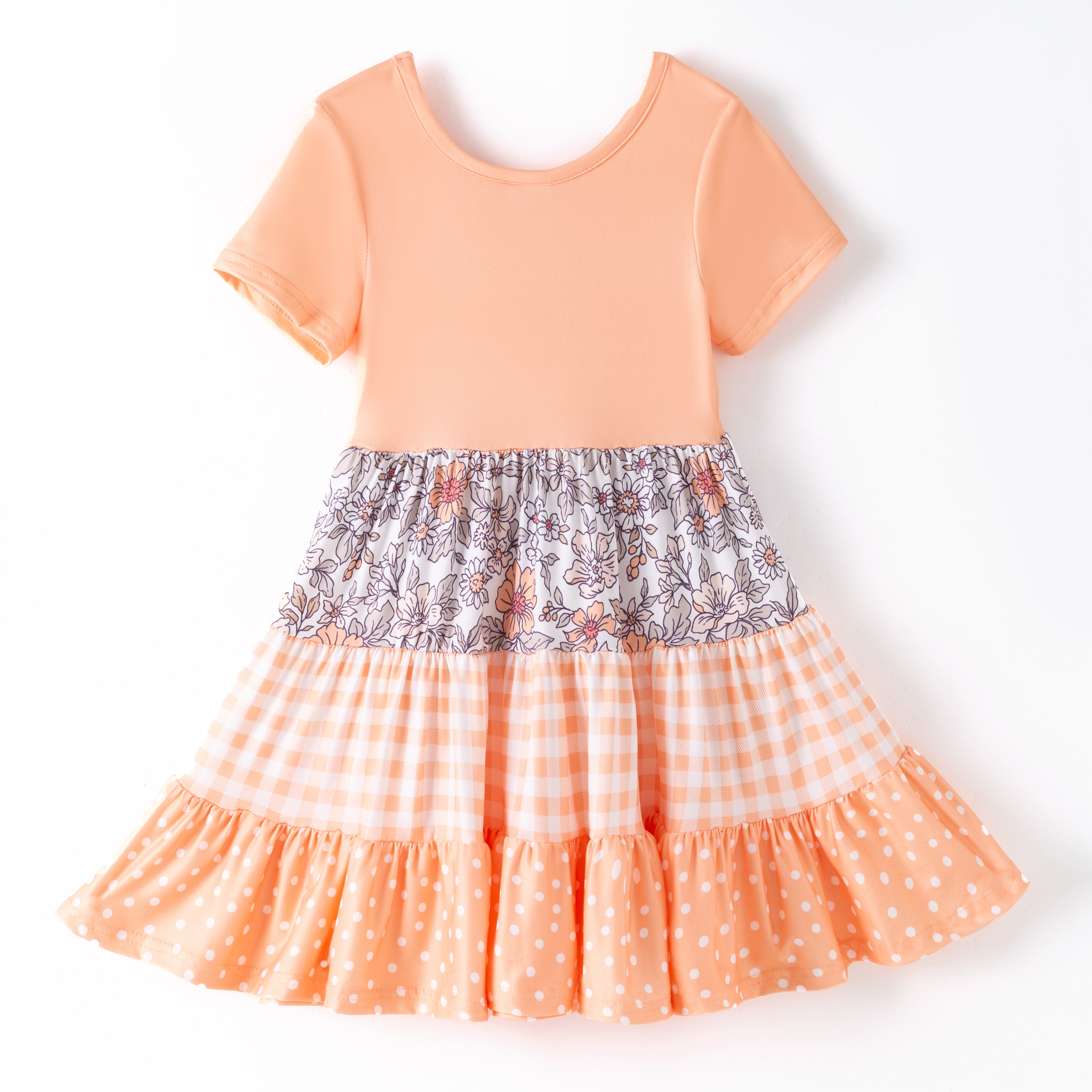 (Pre Order)Girls Fall Print Gored Dress