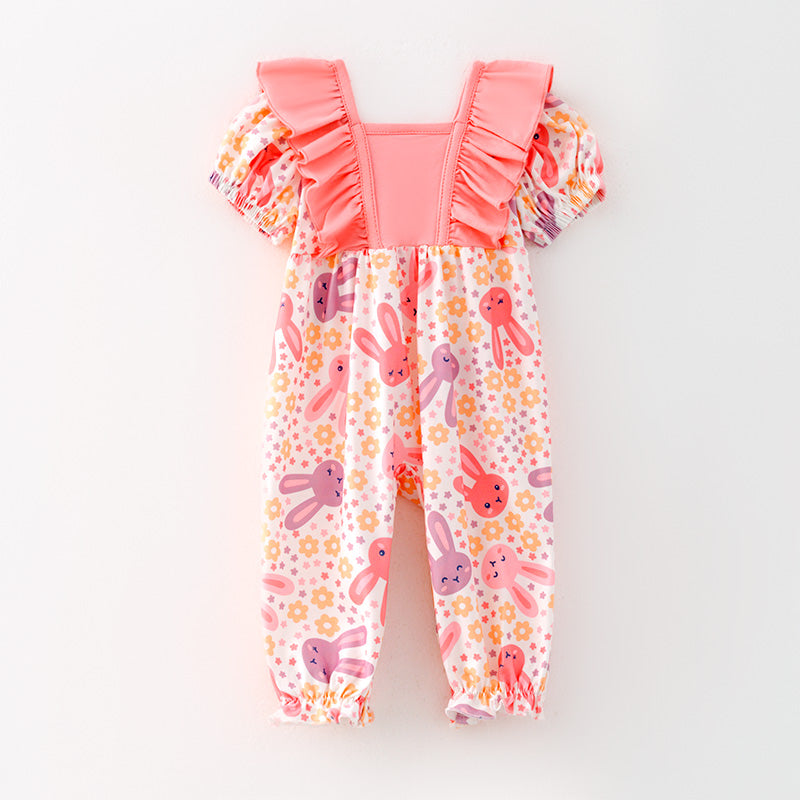 (In Stock)Toddler Girls Easter Bunny Print Romper