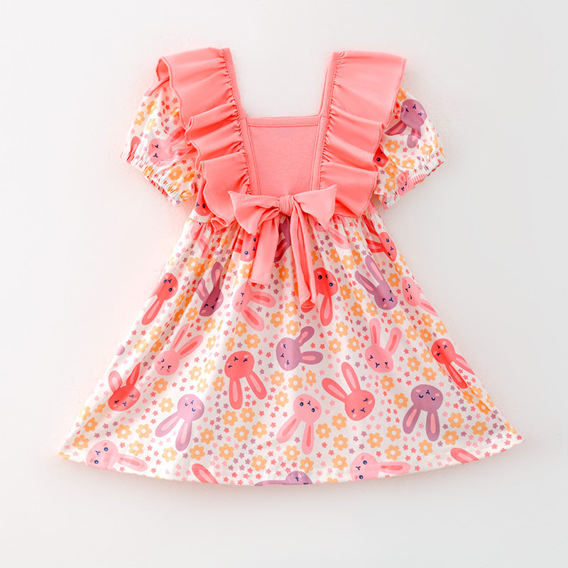 (In Stock)Girls Easter Bunny Print Dress