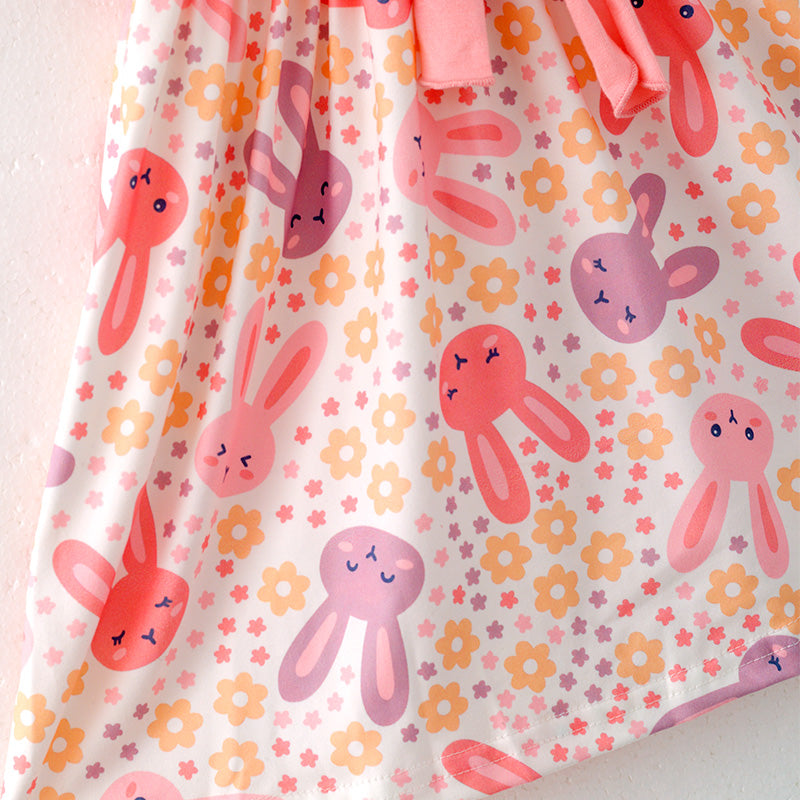 (In Stock)Girls Easter Bunny Print Dress