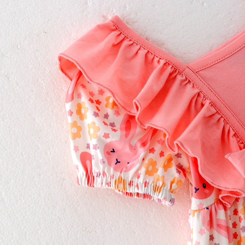 (In Stock)Girls Easter Bunny Print Dress