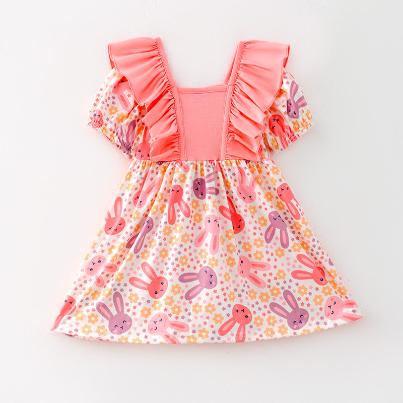 (In Stock)Girls Easter Bunny Print Dress