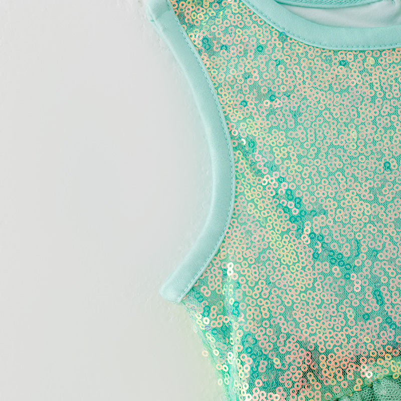 (In Stock)Girls Easter Light Green Sequin Tulle Dress