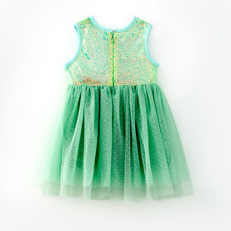 (In Stock)Girls Easter Light Green Sequin Tulle Dress