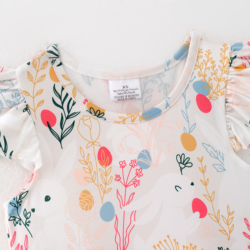 (In Stock)Girls Easter Bunny Print Sequin Tulle Dress