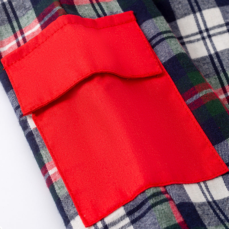 (In Stock)Toddler Boys Christmas Plaid Pattern Romper