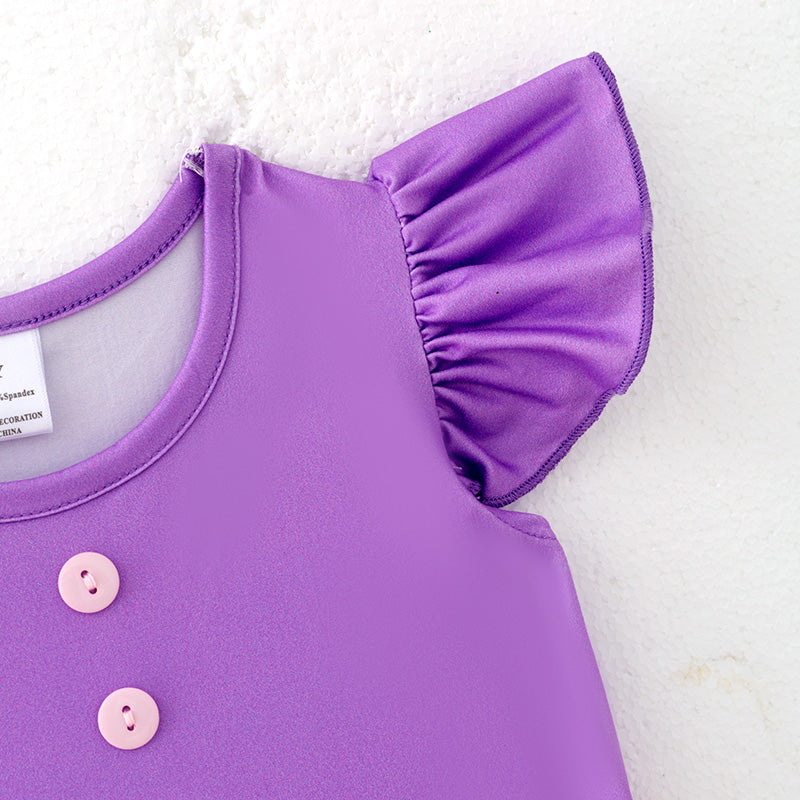 (In Stock)Girls Easter Bunny Print Flying Sleeves Dress