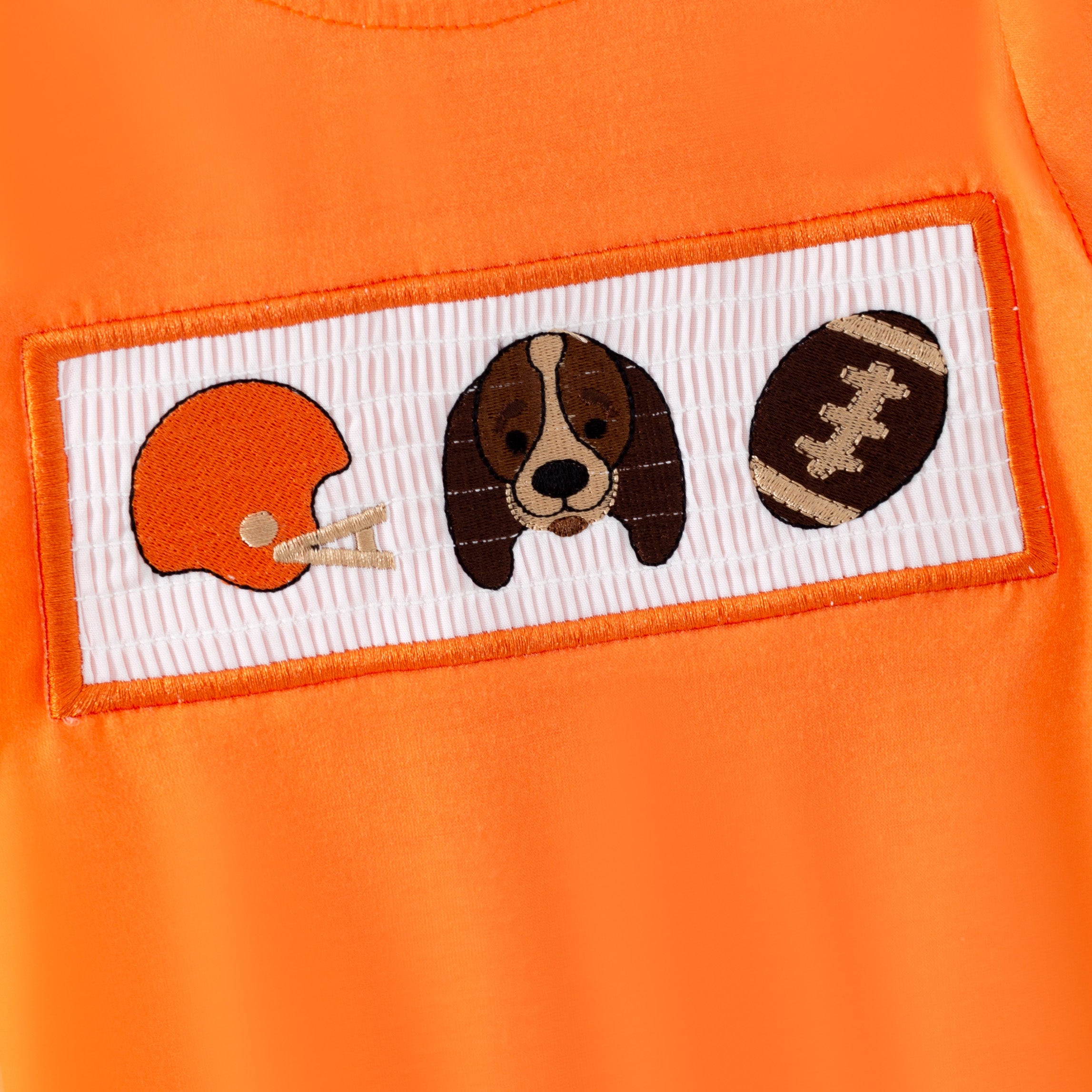 (Pre Order,Prepack Zone)Toddler Boys Football Embroidery Smocked Romper