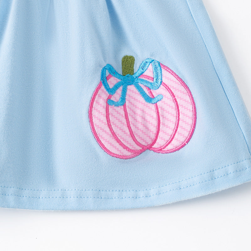 (In Stock)Toddler Girls Halloween&Thanksgiving Pumpkin Applique Bloomer Set