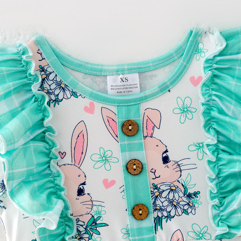 (In Stock)Girls Easter Bunny Print Sleeveless Dress