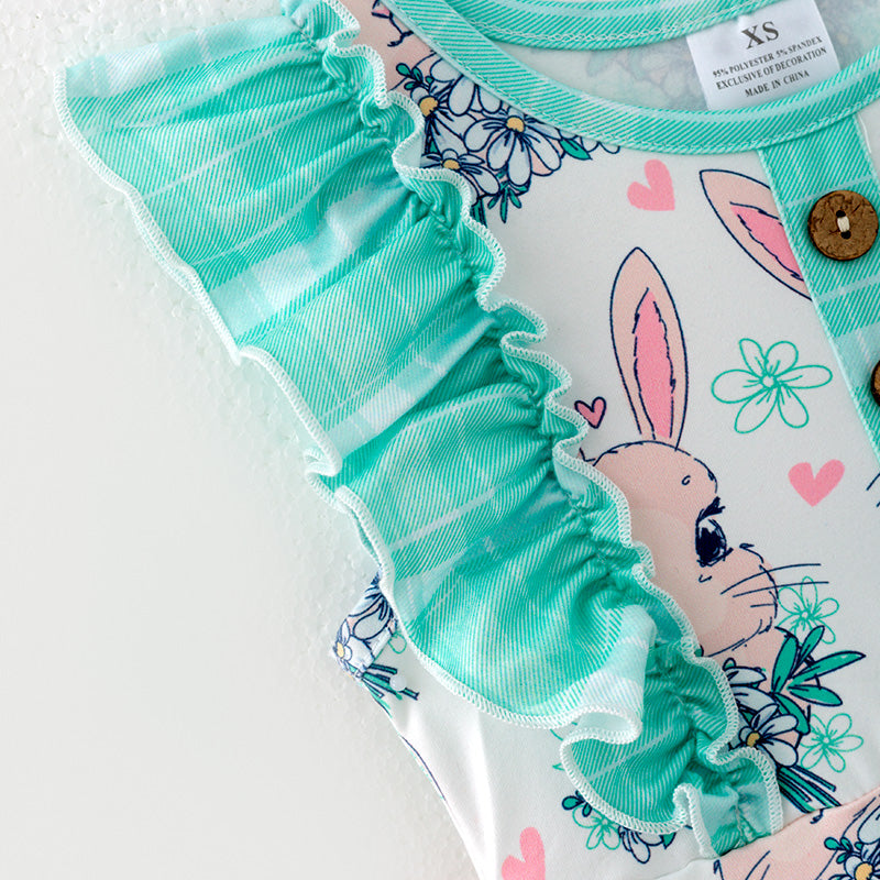 (In Stock)Girls Easter Bunny Print Sleeveless Dress