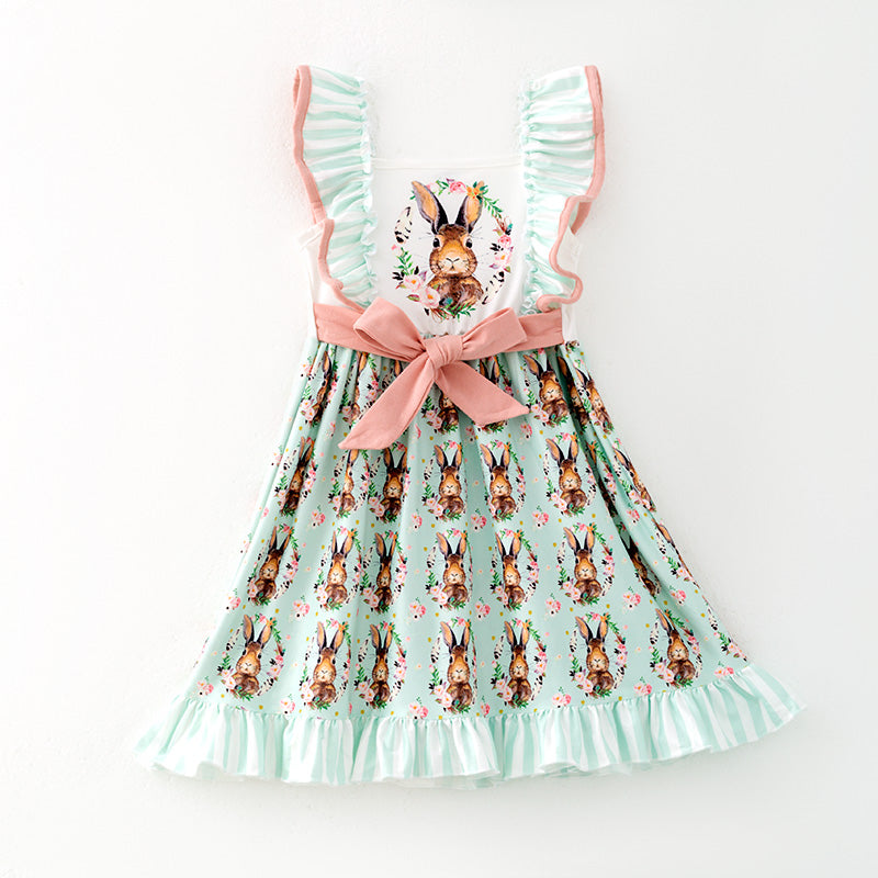 (In Stock)Girls Easter Bunny Print Slip Dress