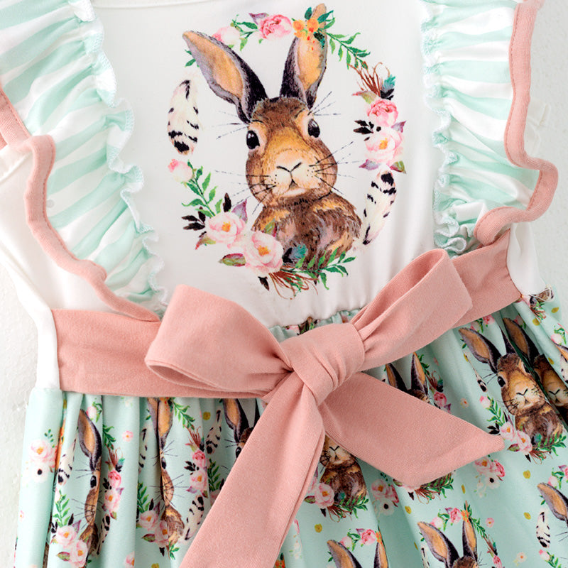 (In Stock)Girls Easter Bunny Print Slip Dress