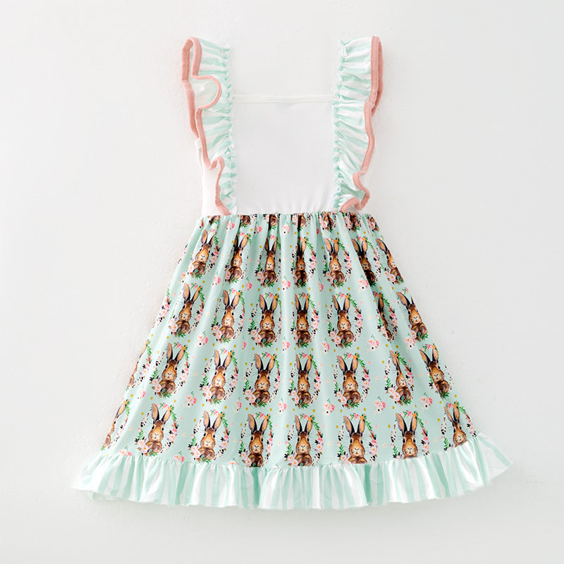 (Pre Order)Girls Easter Bunny Print Dress
