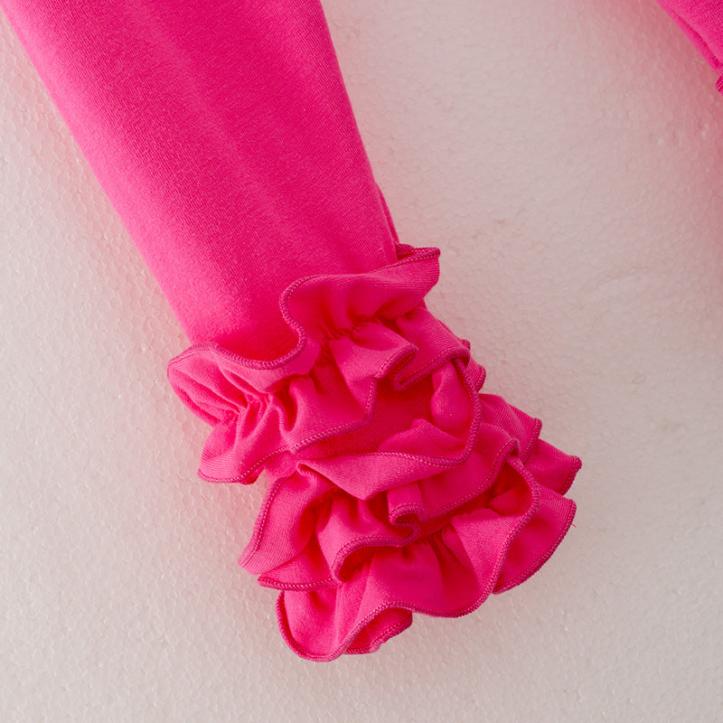 (In Stock)Girls Cartoon Print Puff Sleeve Smocked Outfit Set