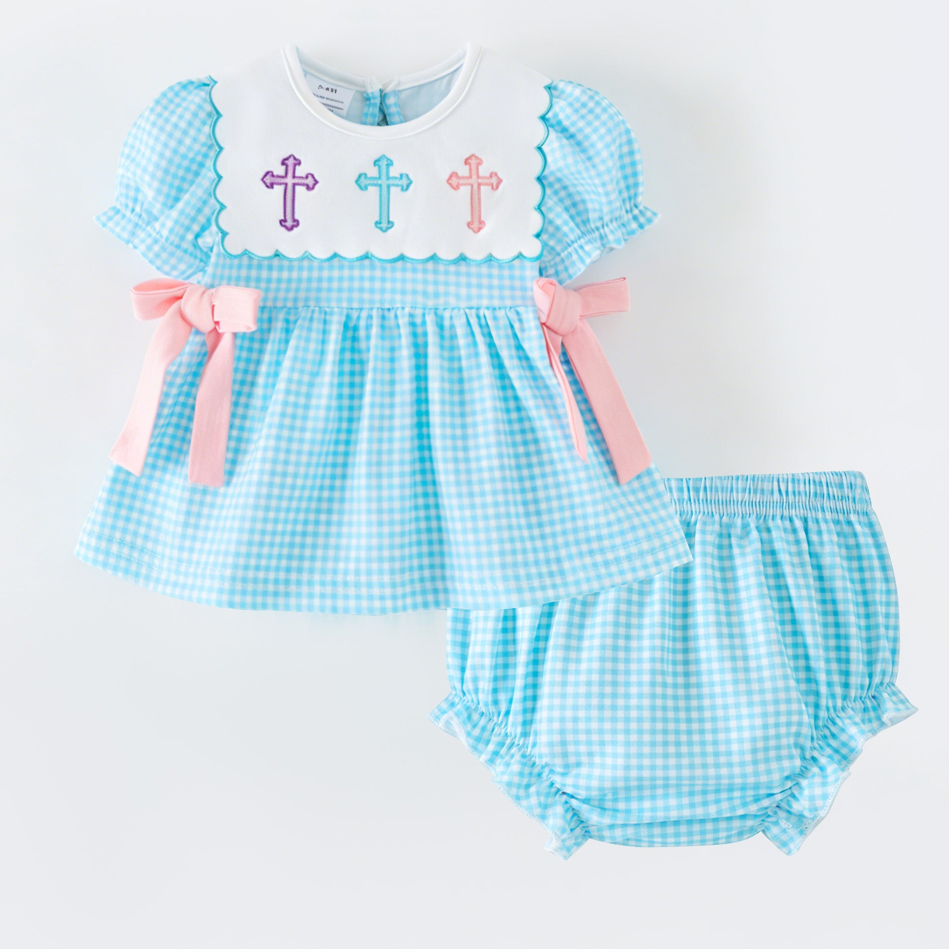(In Stock)Siblings Easter Cross Embroidery Dress,Bloomer Set&Romper