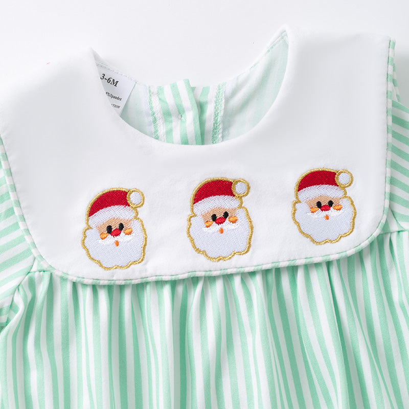 (In Stock)Toddler Boys Christmas Santa Claus Embroidery Romper