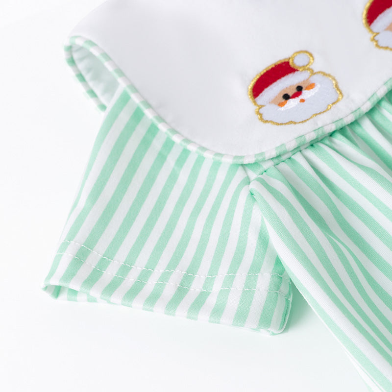 (In Stock)Toddler Boys Christmas Santa Claus Embroidery Romper