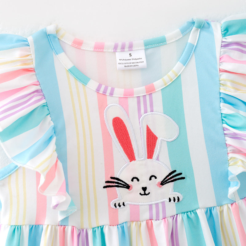 (In Stock)Girls Easter Bunny Applique Dress with Bunny Bag